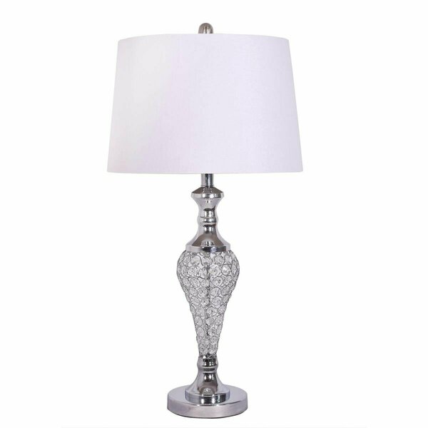 Homeroots 30 x 15 x 13 in. Silver Acrylic Beads Metal Table Lamps 397224